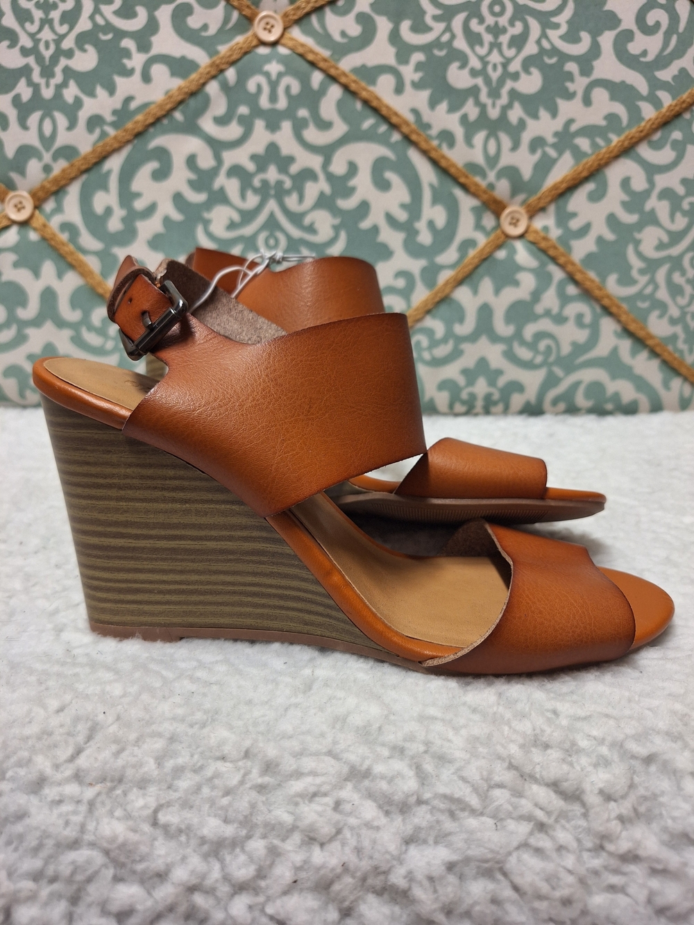 Women’s Tan Wedge Sandals - Comfortable Open-Toe Heels